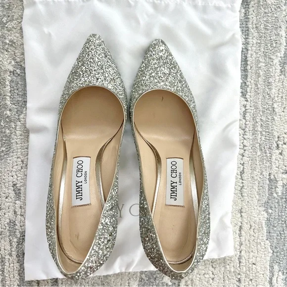 NIB Jimmy Choo Romy 85 Glitter Pointy Toe Pumps - Picture 6 of 12